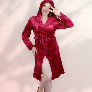 روب احمر قصير قطيفه