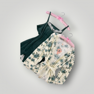 لانجرى قطيفه مع روب قصير بالون الاخضر 